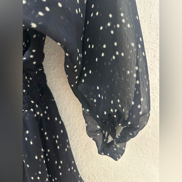 Reset by Jane smoked log. Sleeve Elegant Black Starry Dress women size small - Picture 3 of 5